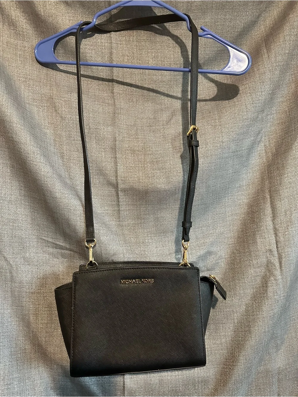 Michael Kors Black Saffiano Leather Crossbody with Gold Hardware